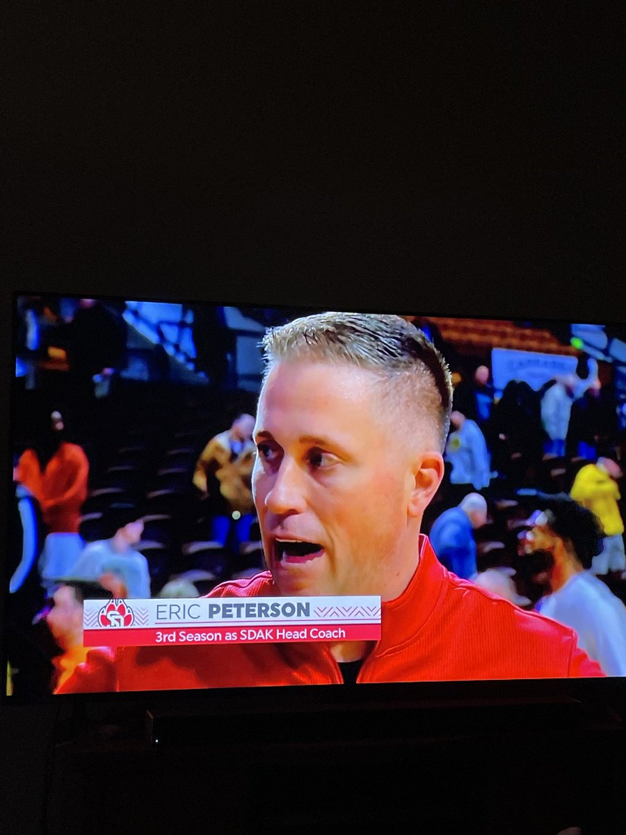 W <a href="/SDCoyotesMBB/">South Dakota Men's Basketball</a> “That’s a man that believes in the promise of South Dakota, he was an assistant there, looks to take the Yotes to the big dance for the first time” Big words from the ESPN crew after the game! #GoYotes