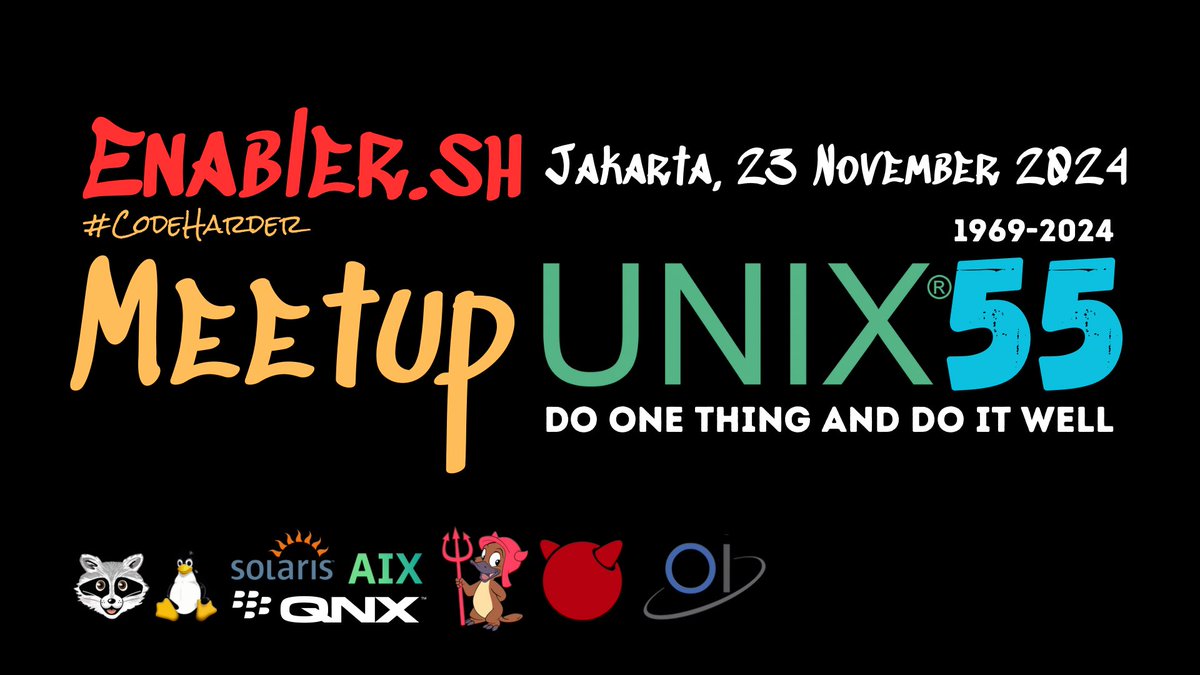 lynxluna's tweet photo. Selamat pagi Enablers!
Meetup #Unix55 akan kita adakan lusa!
Mari saya bagikan materi apa yang akan dibagikan.
Pertama: Mengenai UNIX dan Enablers.
Saya akan dongeng tentang apa, kenapa dan bagaimana ada k̷o̷m̷u̷n̷i̷t̷a̷s̷ kultus ini.
Setelah itu akan yapping tentang sejarah, kelebihan dan kekurangan UNIX sebagai filosofi dan sistem operasi.
Dan kenapa UNIX masih relevan sampai sekarang walaupun ada yang bilang kalo macOS itu “berbasis Linux”. Nanti saya kasih paham kenapa itu ga bener 😮💨
Sedikit menyinggung tentang stack dan bahasa pemrograman. Sedikit aja, ga banyak2.
Di sela-selanya juga akan bahas value dan pentingnya egalitarianisme kebebasan berpikir dan menyampaikan pendapat dalam sebuah kelompok.
*iya sekali-kali ndakik kan gapapa.