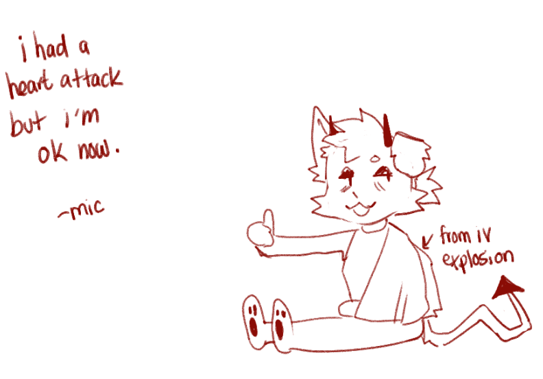 hiii im ok and home now but i had a scary hashtag heart attack moment and if anyone has some spare change, i'd love some help paying off the damn ambulance bill they hit me with. i am ok and home safe now!! im just on bed rest for a little bit
ko-fi.com/miczariel