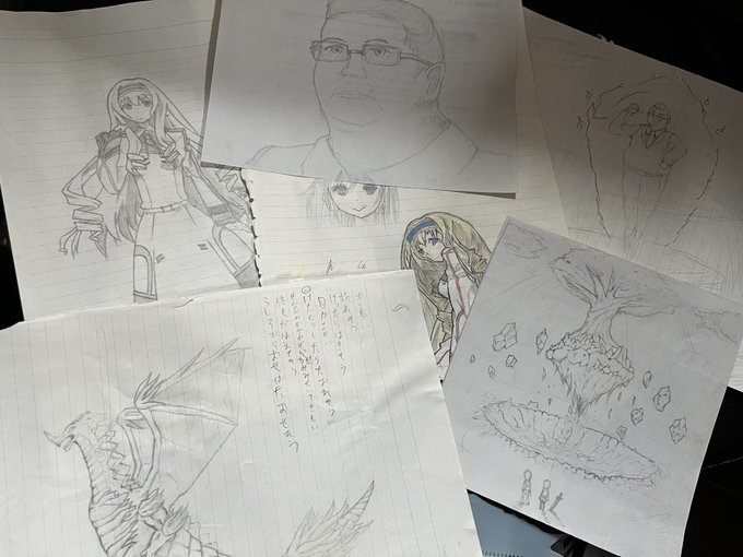 押入れいじってたら中高の落書きやら模写やら出てきて爆散 