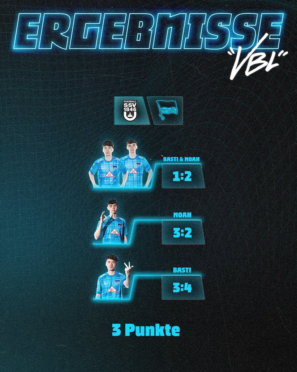 Wir gewinnen den 5. Spieltag der <a href="/vbl_official/">VBL | WOW VIRTUAL BUNDESLIGA</a> gegen Ulm!💙🤍 +3 Punkte✅

🎮 <a href="/Nokzyy23/">Noah</a> &amp; <a href="/Bxstip7/">Basti</a> 

#HaHoHe #BSCeSport #herthabsc #eafc #fc25 #ultimateteam #fifa #berlin