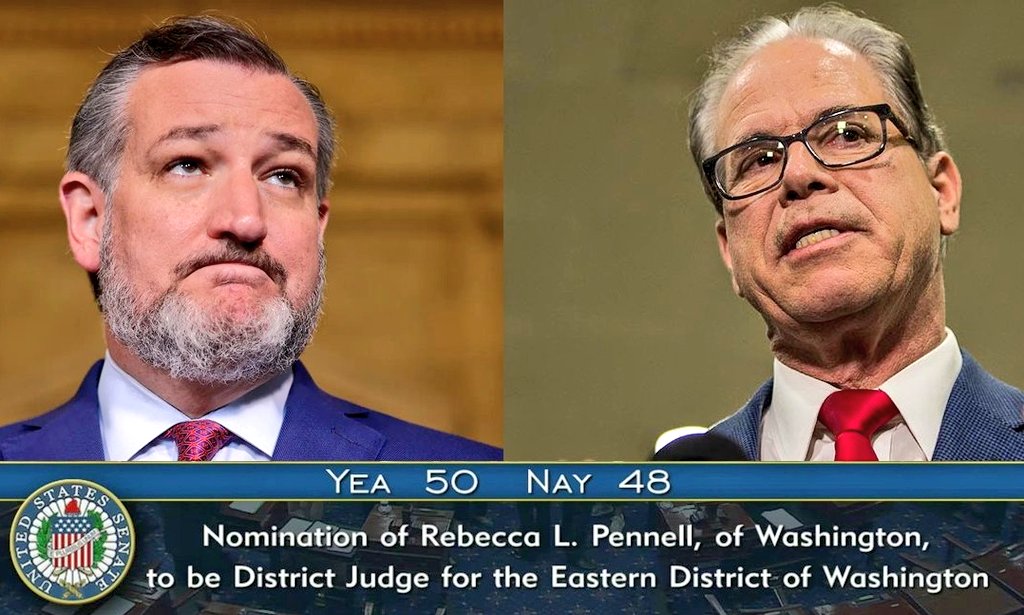 BREAKING: Senate Democrats Just Confirmed Another Far Left-Wing Lifelong Federal Judge Appointment By A Vote Of 50-48.
Republican <a href="/SenTedCruz/">Senator Ted Cruz</a> &amp; @SenatorBraun WERE NOT THERE TO BLOCK THE VOTE WITH A 50-50 TIE! EVEN VP ELECT <a href="/JDVance/">JD Vance</a> SHOWED UP TO BLOCK THE CONFIRMATION!