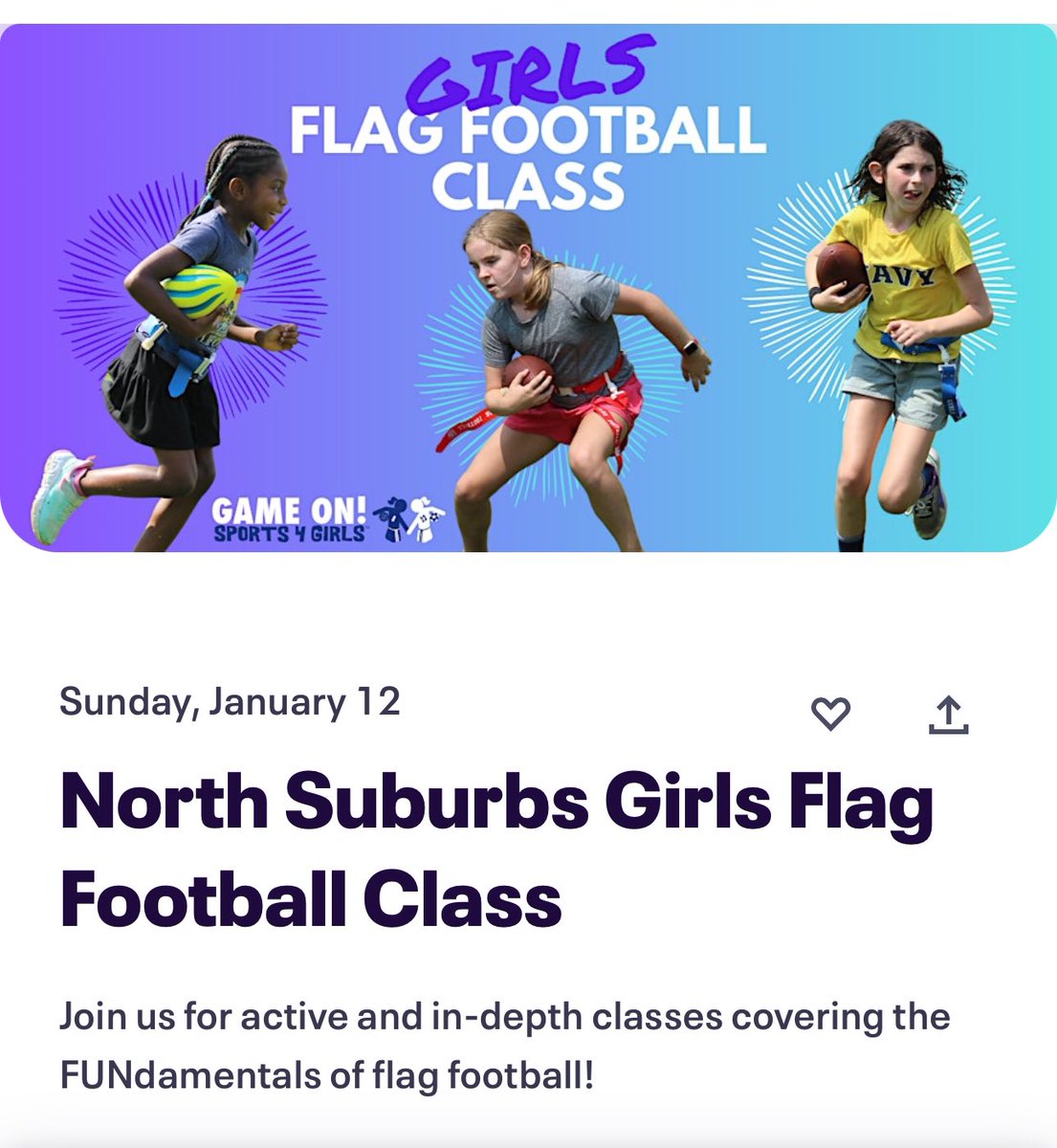 Excited to share that I will be running 10 weeks of girls flag football clinics on Sunday evenings!!🏈

Dates:
January 12 - March 16 

Location:
The Training Yard - 523 Bank Lane Highwood, IL 60040

REGISTER HERE!
eventbrite.com/e/north-suburb… 

#flagfootball