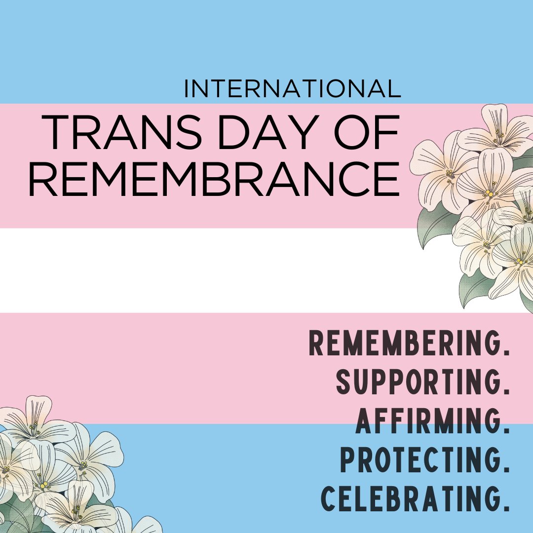 Today is Trans Day of Remembrance, which honors the memory of trans people who have been murdered due to transphobia &amp; reminds us of continued violence against trans people. Let's recommit to protecting our trans community, to celebrating trans existence &amp; vitality &amp; life. #TDOR