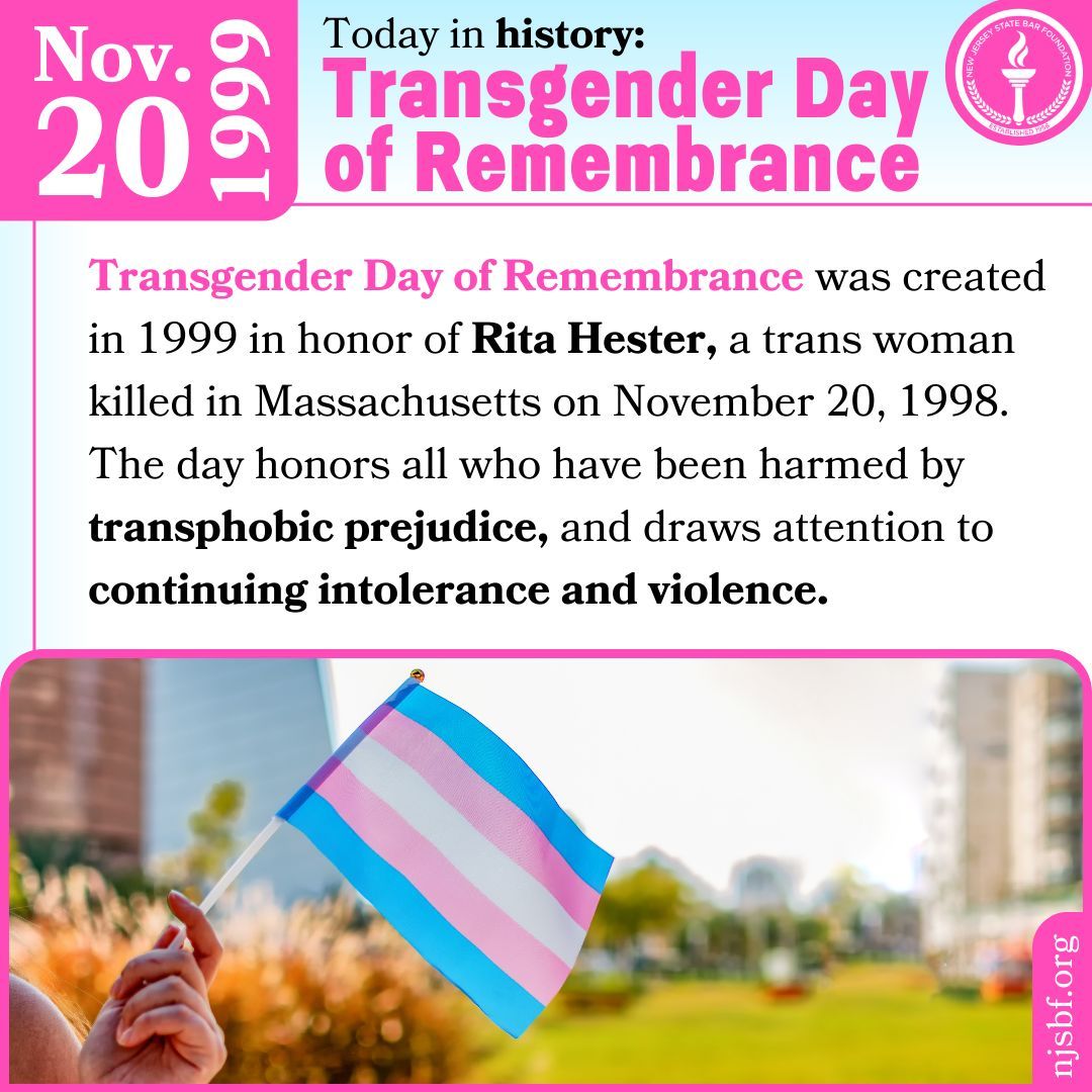#OnThisDay in 1999, Transgender Day of Remembrance was established.
For educational articles on social justice issues, check out articles from Respect, our diversity and inclusion newsletter: rundown.njsbf.org #TDoR #TransRights