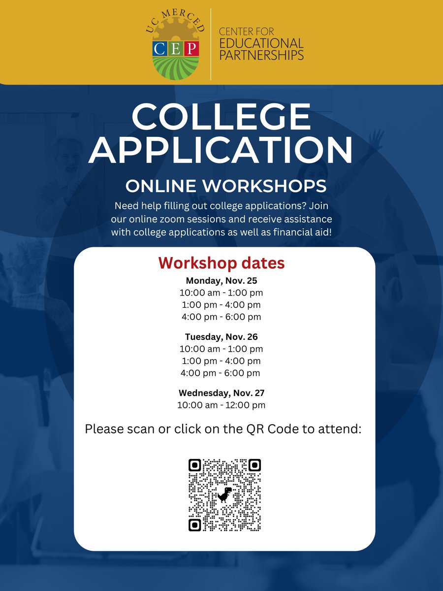 Seniors need help to finish your college application. UC Merced is holding free Zoom workshops.