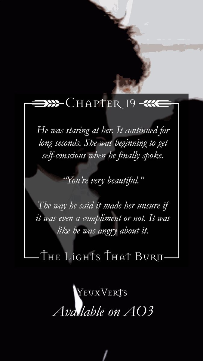 Chapter 19 of The Lights That Burn up this coming Sunday

archiveofourown.org/works/57596311…

(This will probably be the last one of these I post here — an appropriately sexy note to end on — you can find me at the other place as yeuxverts though)

#dhrwipwednesday
