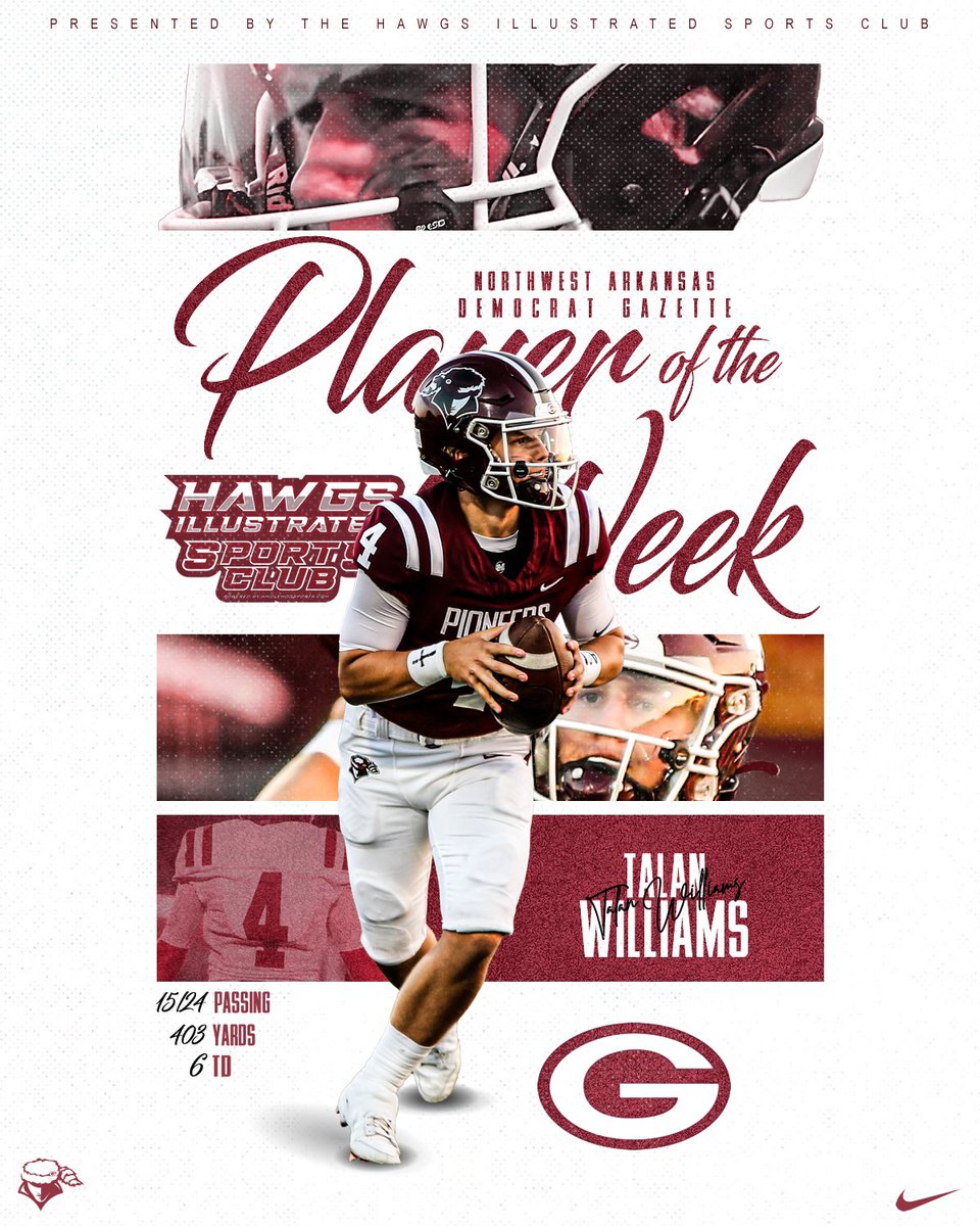 Gentry Pioneer Football (@gentrypioneerfb) on Twitter photo Gentry QB <a href="/talan_williams4/">Talan Williams โ</a> has been named the <a href="/nwademgaz/">NWA Democrat-Gazette</a> Player of the Week for his 403 yards passing & 6 TD performance in the playoff win over Dewitt Friday night. Ticket details in comments. <a href="/NWAChip/">CHIP SOUZA | Hawgs Sports Network</a> <a href="/HImagazine/">Hawgs Illustrated</a>
#GoNeers Gentry QB <a href="/talan_williams4/">Talan Williams โ</a> has been named the <a href="/nwademgaz/">NWA Democrat-Gazette</a> Player of the Week for his 403 yards passing & 6 TD performance in the playoff win over Dewitt Friday night. Ticket details in comments. <a href="/NWAChip/">CHIP SOUZA | Hawgs Sports Network</a> <a href="/HImagazine/">Hawgs Illustrated</a>
#GoNeers