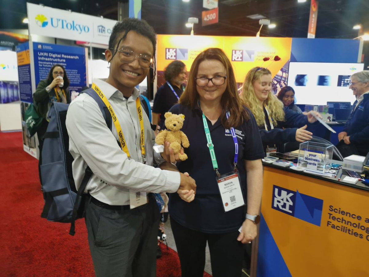 SciComp_STFC (@scicomp_stfc) on Twitter photo Winner of today's raffle is Daniel Abdulah from <a href="/MIT/">Massachusetts Institute of Technology (MIT)</a> . Daniel is pictured below, receiving his prize - a Steiff bear - from Marion Samler, booth #4331 #SC24. We're pleased the little bear is going to a good home!
<a href="/STFC_Matters/">Science and Technology Facilities Council</a> <a href="/SciComp_STFC/">SciComp_STFC</a> <a href="/HartreeCentre/">Hartree Centre</a> <a href="/nqcc_official/">National Quantum Computing Centre</a> Winner of today's raffle is Daniel Abdulah from <a href="/MIT/">Massachusetts Institute of Technology (MIT)</a> . Daniel is pictured below, receiving his prize - a Steiff bear - from Marion Samler, booth #4331 #SC24. We're pleased the little bear is going to a good home!
<a href="/STFC_Matters/">Science and Technology Facilities Council</a> <a href="/SciComp_STFC/">SciComp_STFC</a> <a href="/HartreeCentre/">Hartree Centre</a> <a href="/nqcc_official/">National Quantum Computing Centre</a>