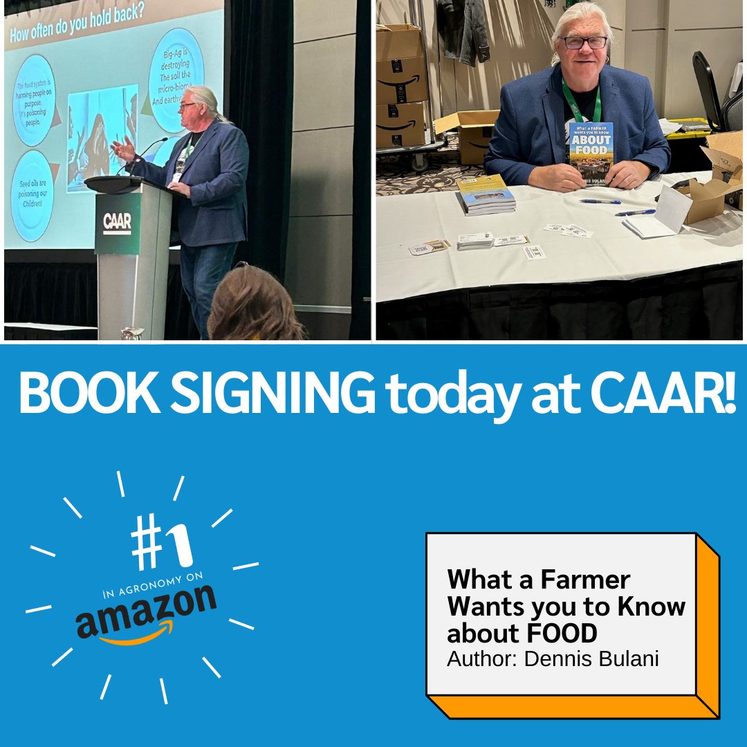 JACKfromTHERACK's tweet image. HAPPENING NOW. 

Dennis' book has risen to #1 Best Seller in Agronomy on Amazon! Get your copy today on Amazon or stop by and get your signed copy at CAAR if you haven't already! 

#1BestSeller #Agronomy #Author #Farmer #Food