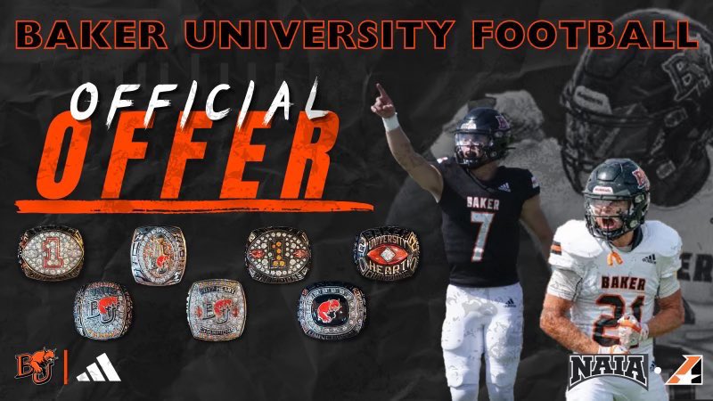 HinBabyJr's tweet photo. #Agtg i’m blessed to recieve my first offer from @BakerU_Football @CoachMRegalado @Mitch_henryBU 
@riko_jeffers @SachseStangs https://t.co/fYxvdXocV7