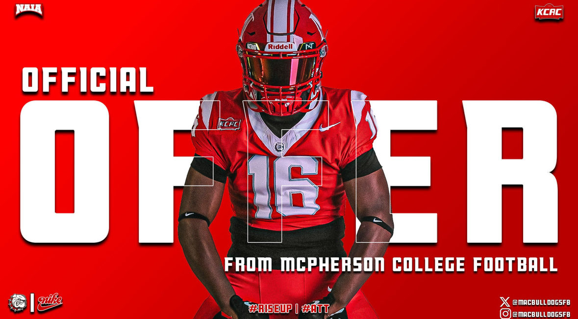 Kez (@nykezfarrow) on Twitter photo Blessed to receive my second offer from <a href="/MACBulldogsFB/">McPherson Football</a> !! <a href="/CoachLeppke/">Mitch Leppke</a> <a href="/von_lassiter/">Von Lassiter</a> <a href="/Coach_Pagano/">Coach Scott Pagano</a> <a href="/CoachManning_54/">Phillip Manning</a> <a href="/RecruitGa/">Recruit Georgia</a> Blessed to receive my second offer from <a href="/MACBulldogsFB/">McPherson Football</a> !! <a href="/CoachLeppke/">Mitch Leppke</a> <a href="/von_lassiter/">Von Lassiter</a> <a href="/Coach_Pagano/">Coach Scott Pagano</a> <a href="/CoachManning_54/">Phillip Manning</a> <a href="/RecruitGa/">Recruit Georgia</a>