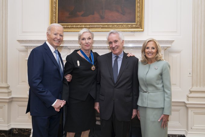 President Biden, Cecile Richards, Kirk Adams, and the First Lady pose for a photo.