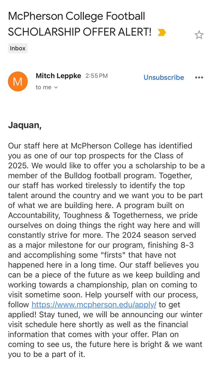 Jaquan (@jaquank123) on Twitter photo Thanks to <a href="/CoachLeppke/">Mitch Leppke</a> with <a href="/MACBulldogsFB/">McPherson Football</a> for my first Official Offer! <a href="/CoachJacobs_/">Shane Jacobs</a> <a href="/HsPeabody/">Peabody HS Athletics</a> Thanks to <a href="/CoachLeppke/">Mitch Leppke</a> with <a href="/MACBulldogsFB/">McPherson Football</a> for my first Official Offer! <a href="/CoachJacobs_/">Shane Jacobs</a> <a href="/HsPeabody/">Peabody HS Athletics</a>