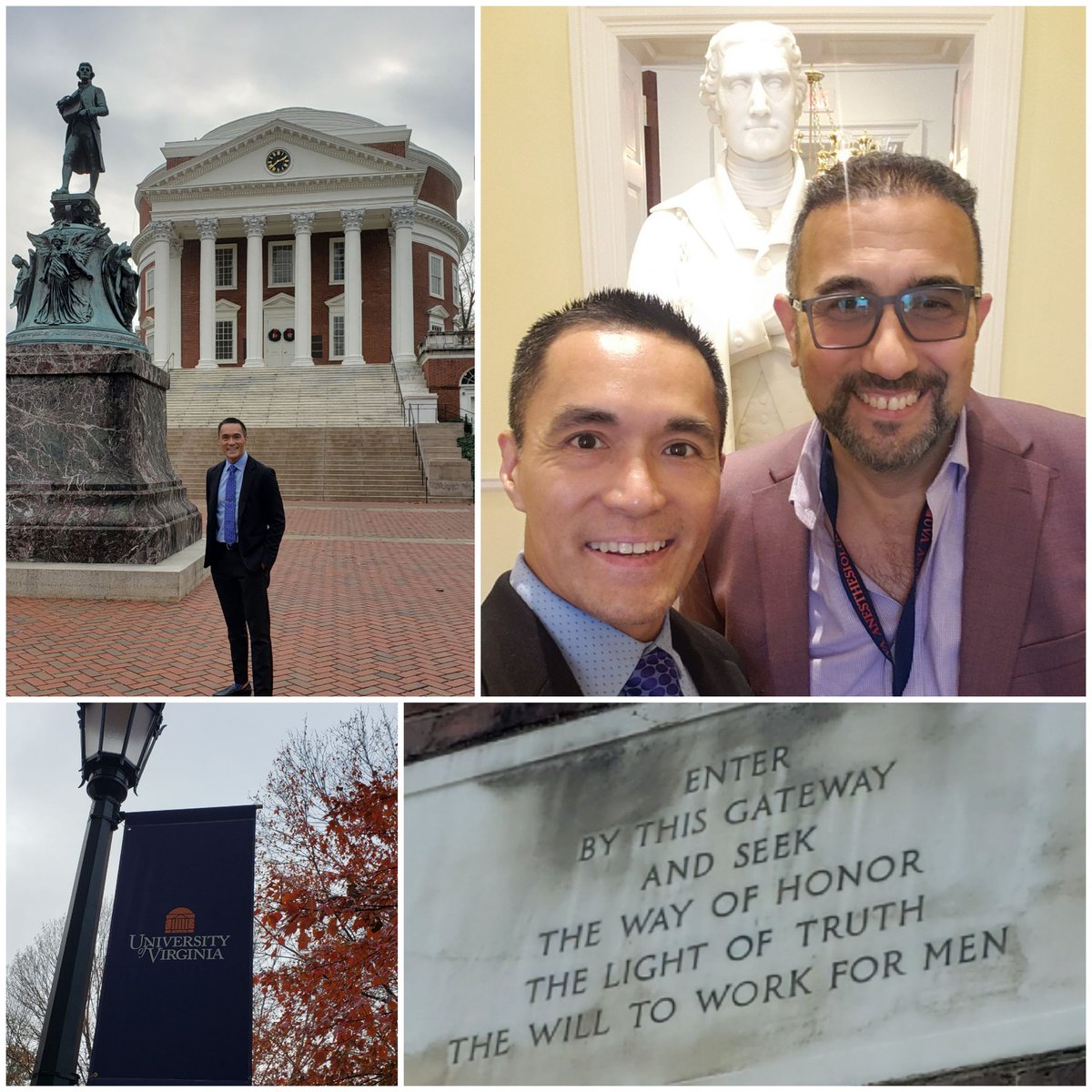 Ed Mariano, MD, MAS, FASA, FASRA 🇺🇸🇵🇭 (@emarianomd) on Twitter photo Campus tour including a look around The Rotunda with <a href="/nelkassabany/">Nabil Elkassabany MD MBA MSCE</a>. The Rotunda was designed by Thomas Jefferson to be the center of the community of scholars or "Academical Village" and was modeled after the Pantheon in Rome.
Really enjoyed this visiting professorship! Campus tour including a look around The Rotunda with <a href="/nelkassabany/">Nabil Elkassabany MD MBA MSCE</a>. The Rotunda was designed by Thomas Jefferson to be the center of the community of scholars or "Academical Village" and was modeled after the Pantheon in Rome.
Really enjoyed this visiting professorship!