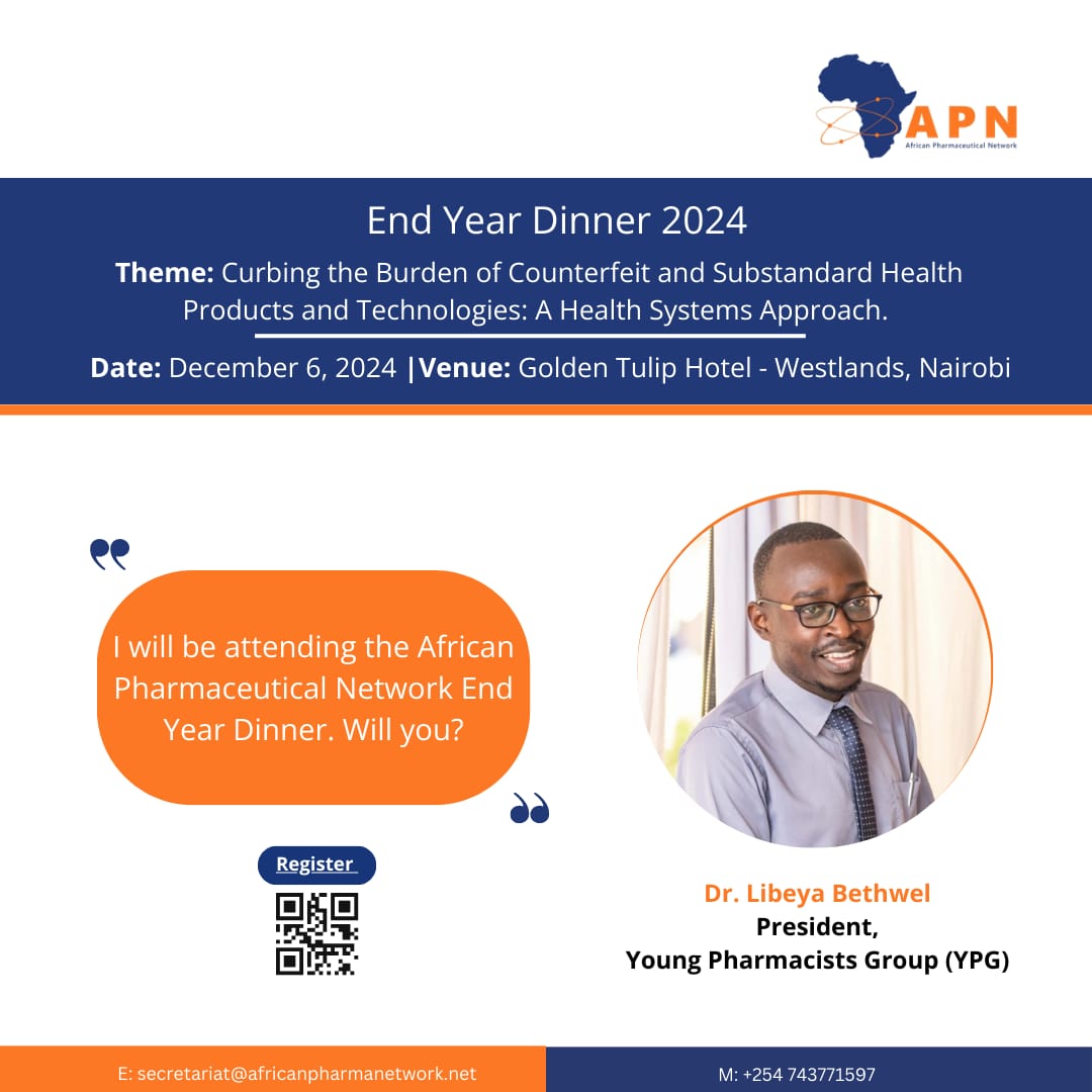 PSK YPG (@psk_ypg) on Twitter photo 5/ It’s not just a dinner; it’s a movement toward safe, effective, and high-quality medicines for all. 💯
Want to be part of the solution? Register here: forms.gle/MJbq55rS4aSFGy…
Together, we can #EndCounterfeits and #EnsureQuality. 📷
<a href="/AfricanPharmaN/">African Pharmaceutical Network</a> 5/ It’s not just a dinner; it’s a movement toward safe, effective, and high-quality medicines for all. 💯
Want to be part of the solution? Register here: forms.gle/MJbq55rS4aSFGy…
Together, we can #EndCounterfeits and #EnsureQuality. 📷
<a href="/AfricanPharmaN/">African Pharmaceutical Network</a>
