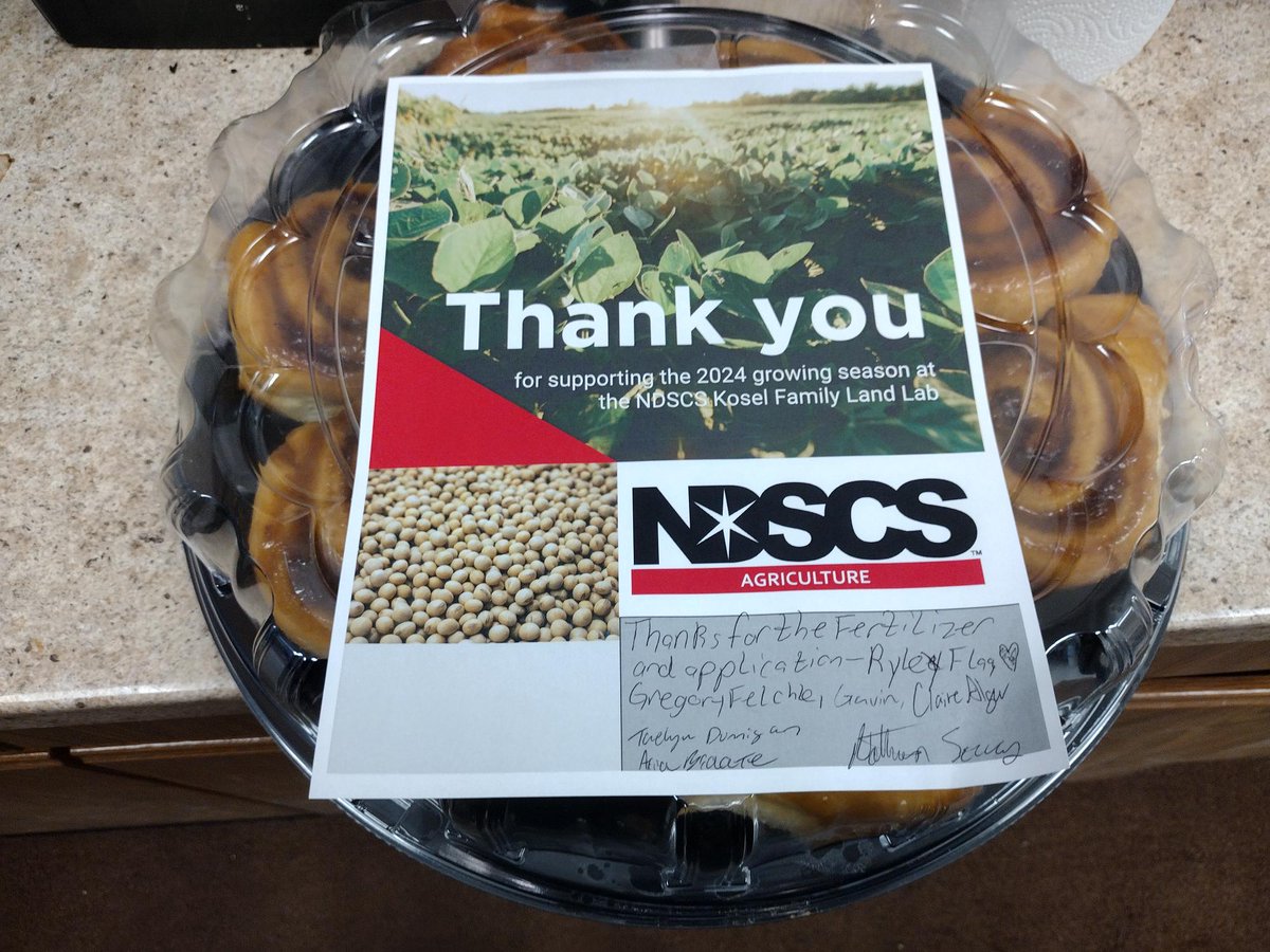 Enjoy some fresh caramel rolls Dakota Plains Ag/Mosaic!  We appreciate your support by supplying and applying the fertilizer used at the NDSCS Kosel Family Agriculture Land Lab this season.