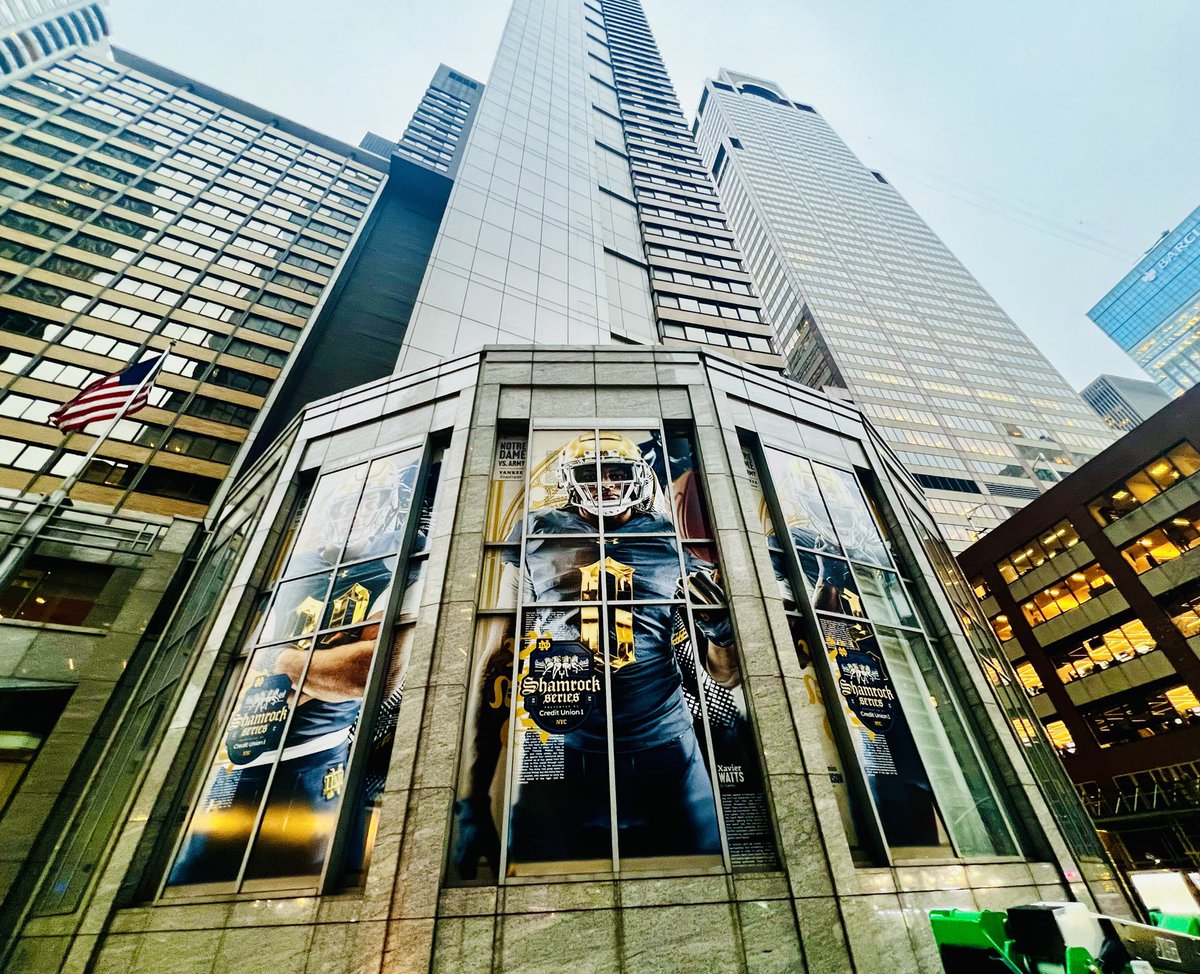 .<a href="/NDFootball/">Notre Dame Football</a>’s Times Square branding takeover has commenced.