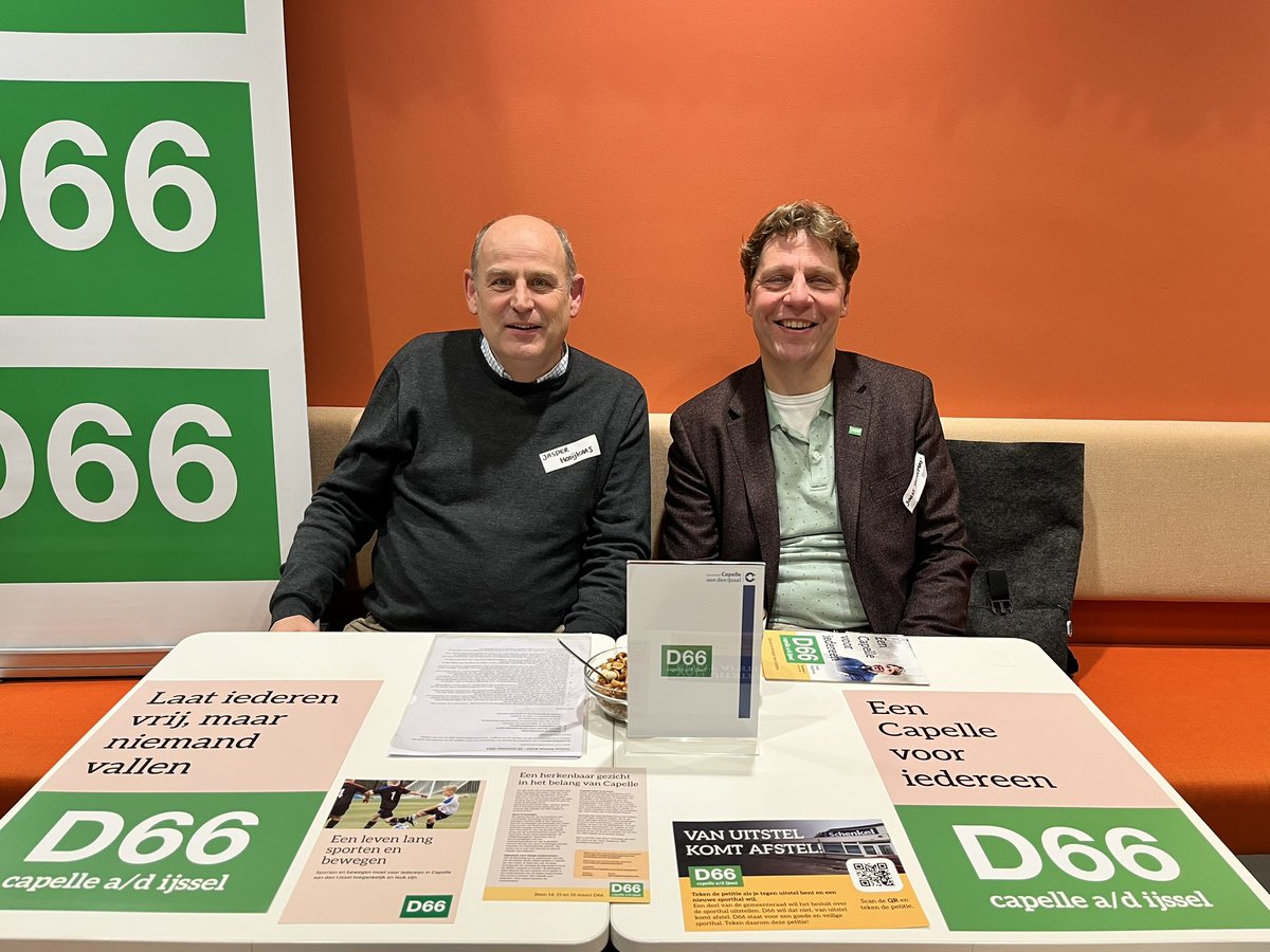 Vanavond hebben <a href="/flatusstraat/">Jasper Hooijkaas</a> en ik de fractie van <a href="/D66Capelle/">D66 Capelle</a> vertegenwoordigd tijdens het speeddaten met de cursisten van Politiek Actief. Deze cursus wordt gegeven door de griffie van <a href="/Capelle_IJssel/">gemeente Capelle aan den IJssel</a>.
Mooi om te zien dat er Capellenaren zijn die zich verdiepen in de politiek!