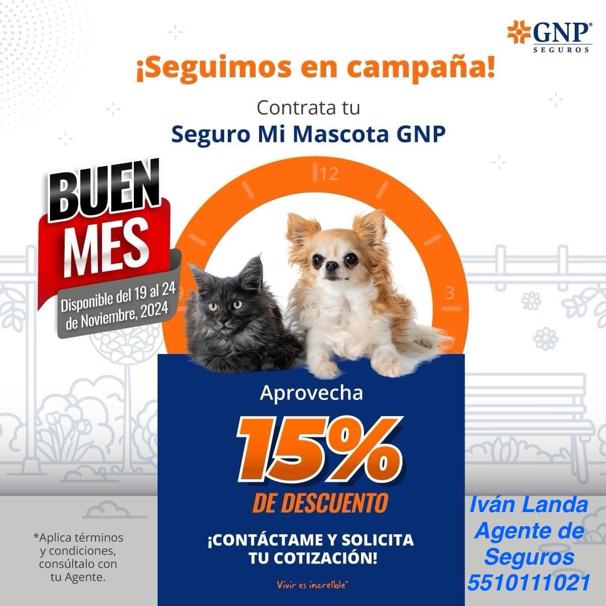 ivanlandag's tweet photo. Seguimos con descuentos en seguros de mascotas y hogar del 15% y autos con el 10% hasta el 24 de noviembre. Mándame un DM para cotizarte y en minutos estarás asegurado. #segurodeauto #segurodecasa #segurodemascotas #perro #gato #seguro #descuentos #viviresincreíble https://t.co/0g3kkv7b5r