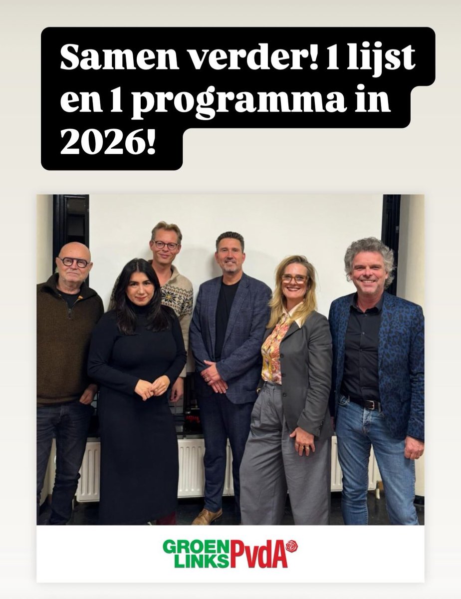 Wat een mijlpaal. In 2026 doen <a href="/GLzaanstad/">GroenLinks Zaanstad</a> en <a href="/PvdAZaanstad/">PvdA@Zaanstad</a> samen mee aan de verkiezingen met één lijst en één programma. Samen verder en sterker! <a href="/samenoplinks/">RoodGroen</a>
