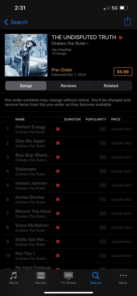 Preorder on iTunes now <a href="/IamMRMOSELY/">LLDrakeo The Ruler❄️😈</a> #TheUdisputedTruth 14 tacks no skips