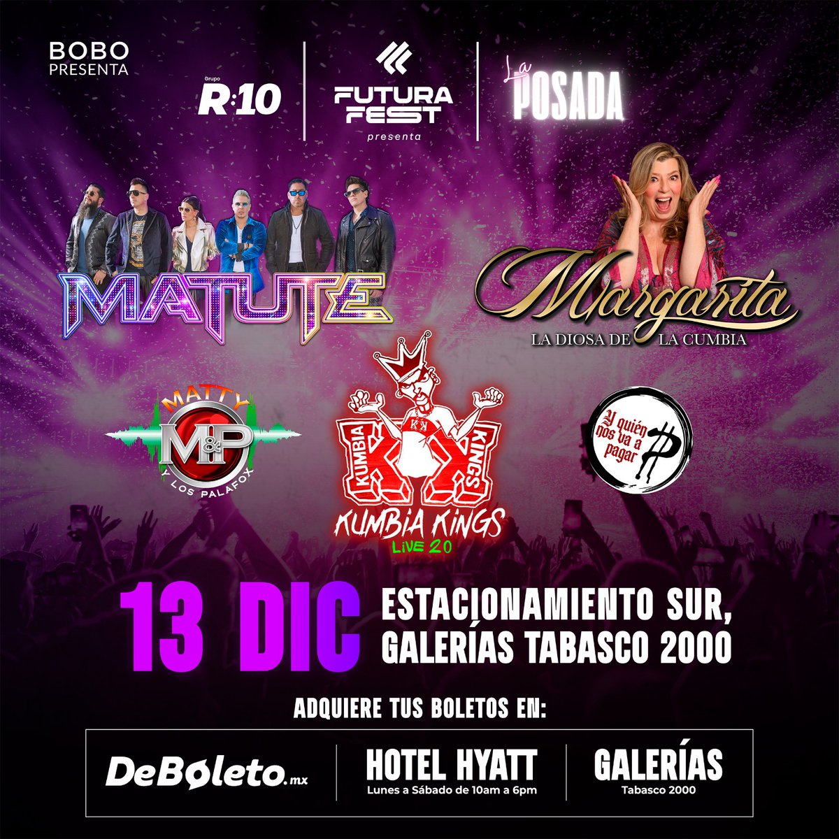 xevtfm's tweet photo. 🔥 ¡7 horas de concierto de 5 artistas 😱 por el precio de 1! 🎶
#KumbiaKings, Margarita La Diosa de la Cumbia y @MATUTEmx prenderán la 🎉 mejor posada del 🥳año, el 🤩 #FuturaFest, donde también estarán dos grupos locales  

Adquiere tus boletos 🎟️  https://t.co/uO1tgTlfqw https://t.co/eaMGY9JBbt