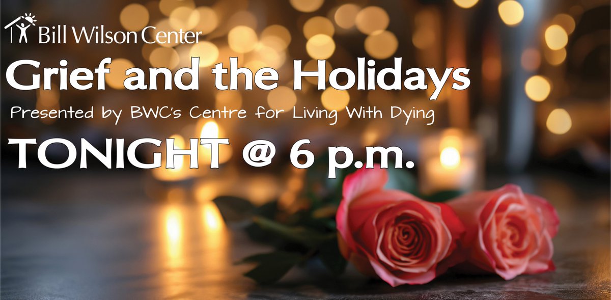 TONIGHT AT 6, BWC’s Centre for Living with Dying presents - Grief and the Holidays.
Learn to make a holiday grief survival plan and come away with the tools for managing loss and techniques for surviving a season filled with joys and sadness.
For information call (650)385-8508