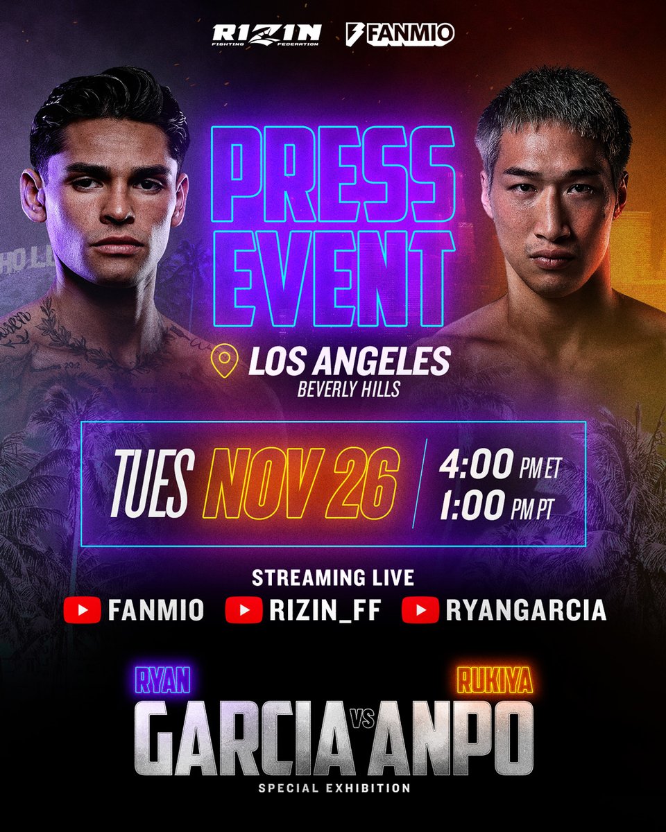It’s lit! 🔥

Press Event live from Beverly Hills next Tuesday

Watch it LIVE Nov 26 @ 4pm ET/1:00pm PT on YouTube ▶️