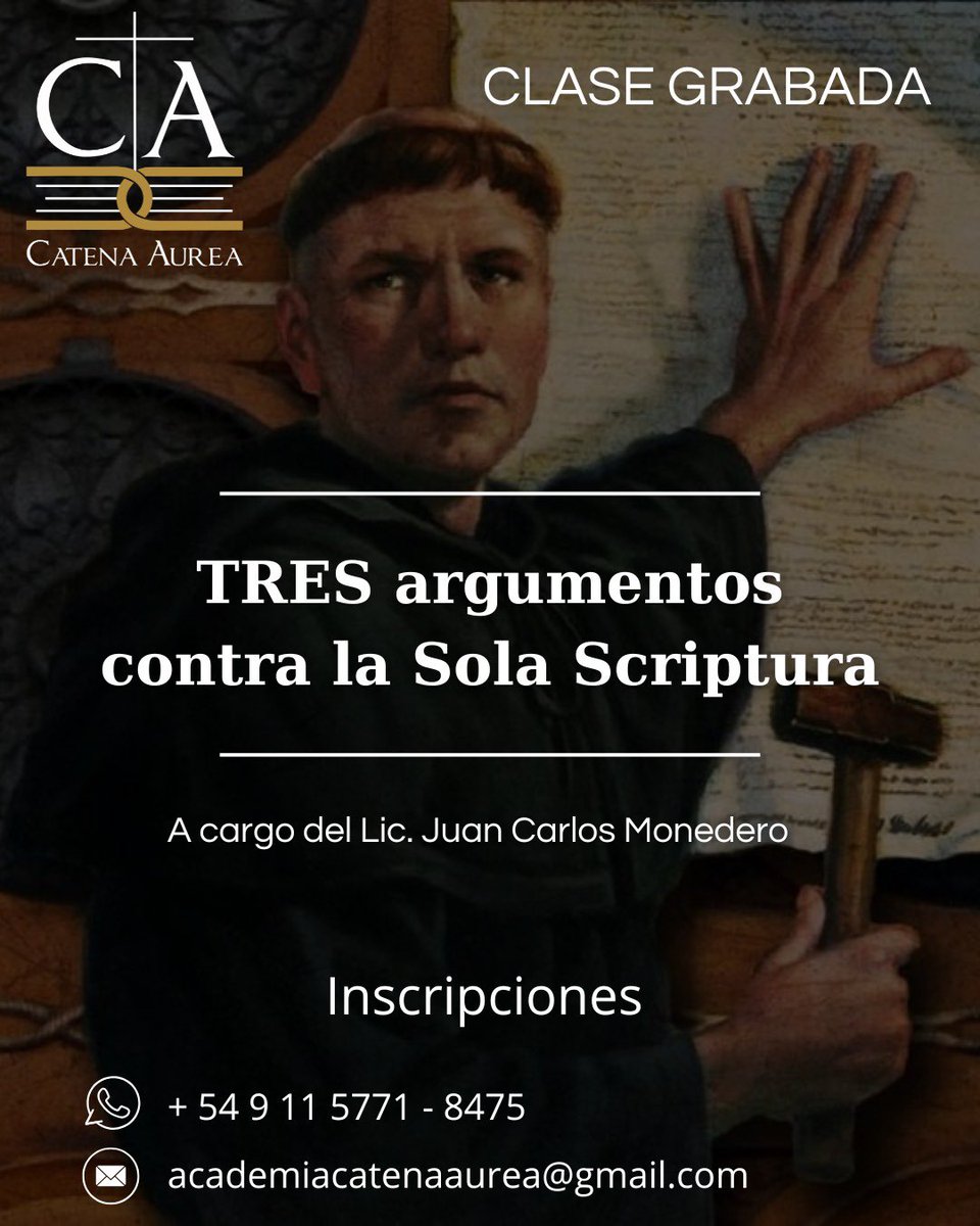 Clase grabada! Muy recomendada para quienes interesados en la defensa de la Fe por medio de la Apologética, deseen rebatir los principales errores del protestantismo, en este caso la Sola Scriptura en tres argumentos. Auspicia Academia Catena Aurea.

Contactar: +54 9 11 5771-8475