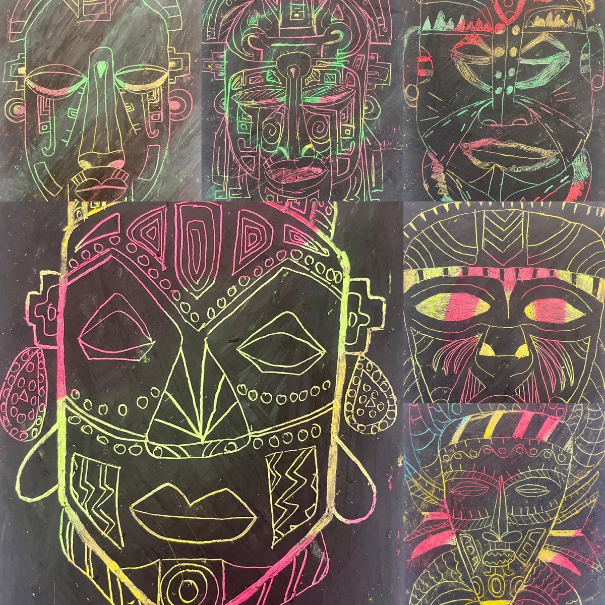 A small selection of some of the excellent work done for Black History Month. S2 Still I Rise graphic design &amp; S1 Tribal Mask etchings 🎨 <a href="/curriechs/">CurrieCHS</a> #ecoschoolsscotland #BlackHistoryMonth