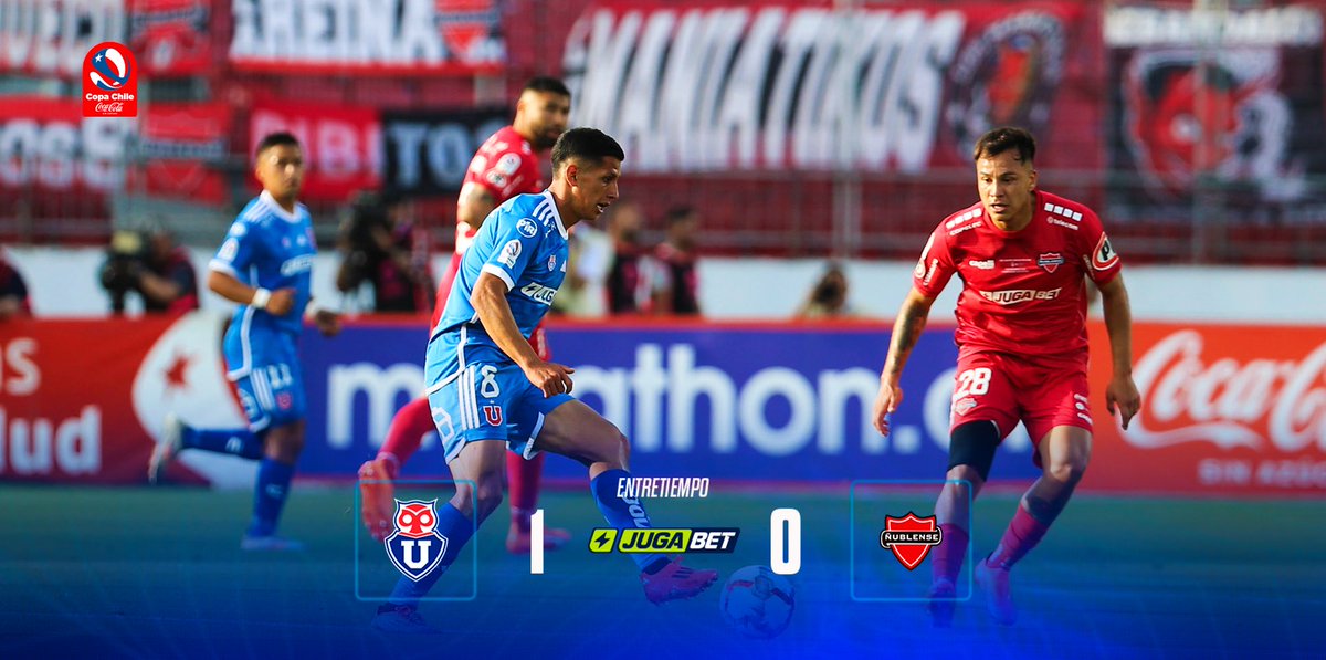 45+3’⏱️ Entretiempo en el Estadio Nacional ⏸️🤘

Con gol de Charles Aránguiz, estamos derrotando a Ñublense por la Final de la #CopaChileCocaColaSinAzúcar 🏆

#UdeChile 1-0 #Ñublense
#VamosLaU 🔵🔴