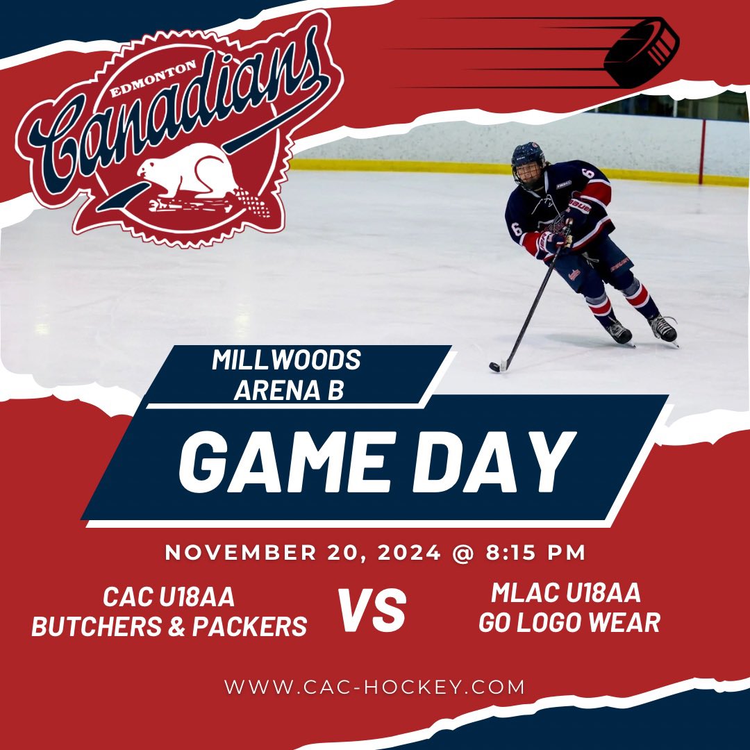 🚨 GAME DAY!🚨 
Bring the noise as we face off tonight against MLAC. 🎉📣

⏰ 8:15 pm
🆚 MLAC Go Logo Wear
📍 Millwoods Arena B

#cacproud #GameDay