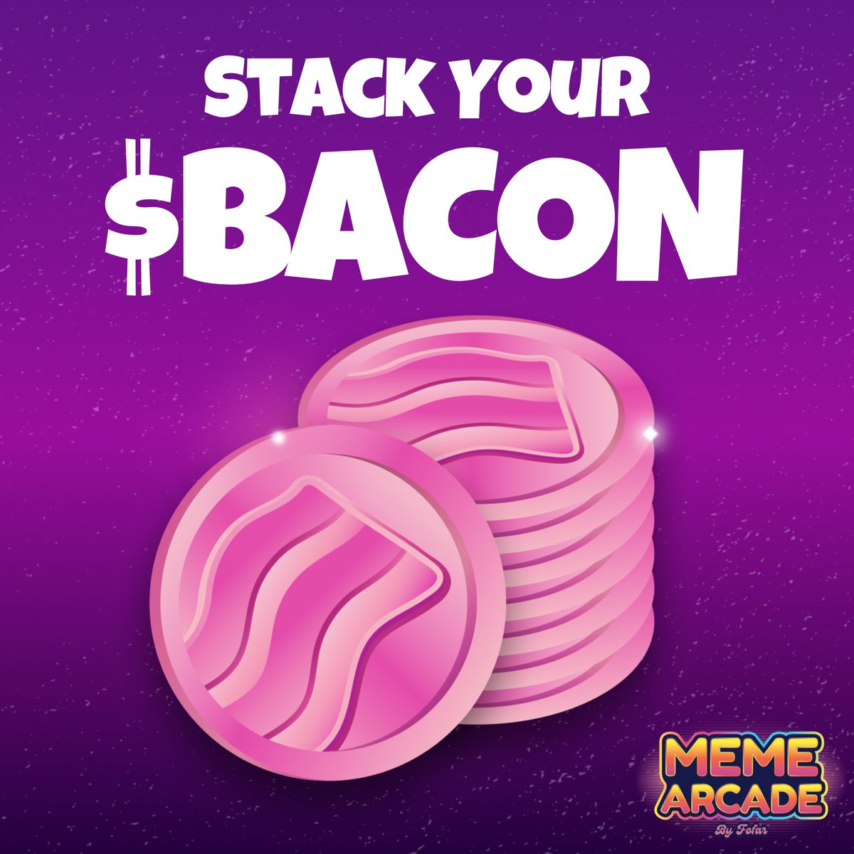 Play the Arcade &amp; Stack Your Bacon!🥓🕹️

Earn Bacon from Daily &amp; Weekly Leaderboards, tournaments, and staking Fofar (coming soon).⚡️

Bacon transitions to an L2 token in Q1 of 2025, so collect as much of it as you can before then! Bacon rewards decrease over time, so the sooner