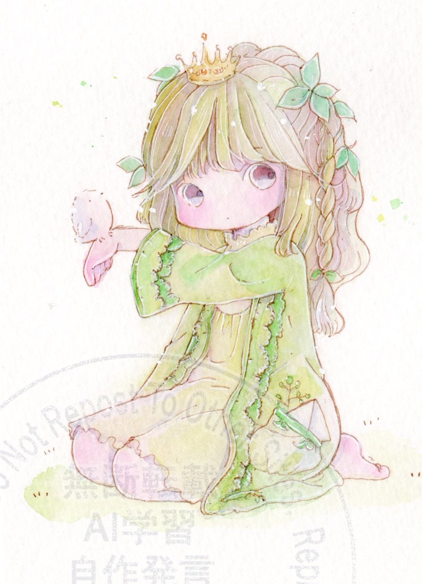 「おはようございます若葉姫ちゃん2こちらはお天気少し回復するみたいです。良い一日で」|チコリ@✨🐸羽根🪶としっぽ展のイラスト