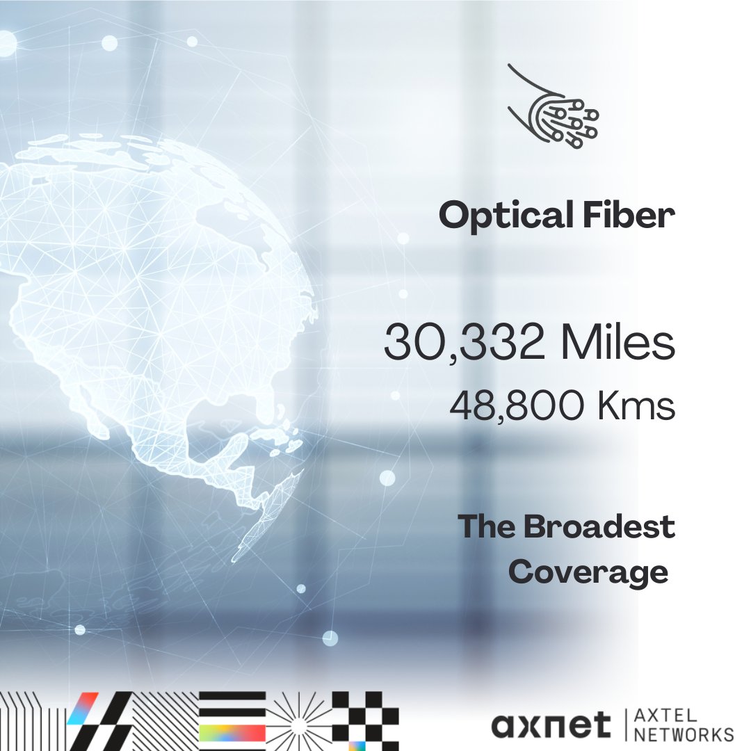 AxtelNetworks's tweet image. 🌐 50,000 km and counting! 🌐
Strengthen your company's connectivity with Axnet's robust fiber optic network.
We're powering Mexico's digital transformation, one connection at a time. 📶
Ready to take your business further? axtelnetworks.mx
#Axnet #TakeYouFurther