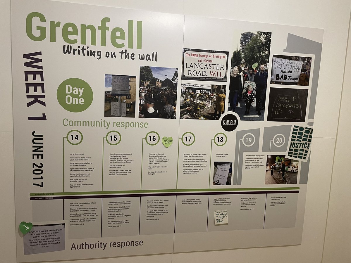 rupinder_hardy's tweet photo. @FloraCornish &amp; @Cathy_TwoHalves 
Thank you for inviting me to Grenfell, Writing on the Wall, tonight. It really took me back seeing the timeline. You’ve clearly detailed the community response against the official response, but I was pleased to see LBE within that 💚 https://t.co/u9xnOINdhr