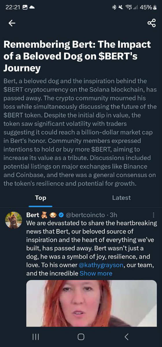 trader1sz's tweet image. $BERT is trending on X and the owner I believe has another article coming out in NYT soon. That’s two articles on him on a major news paper after making front page on first