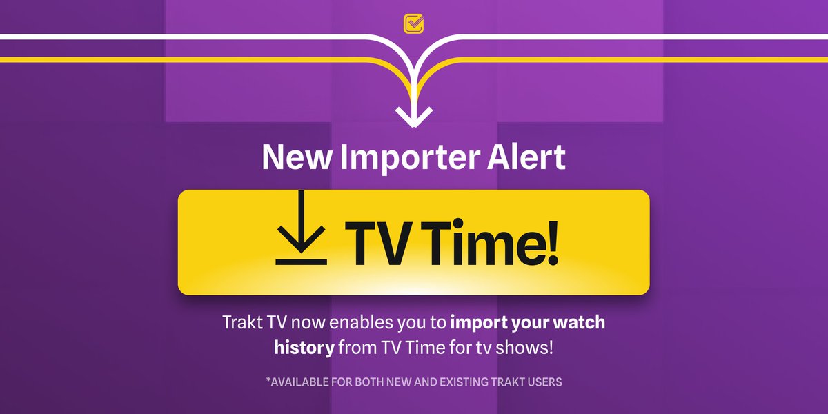 trakt's tweet image. Exciting news, TV lovers! 🎉📺 You can now bring your TV Time data to Trakt TV! New users can import during sign-up, while existing users can head to their settings (trakt.tv/settings/data#…) to get started. It's time to level up your TV tracking game! #TraktTV #TVTime #DataImport