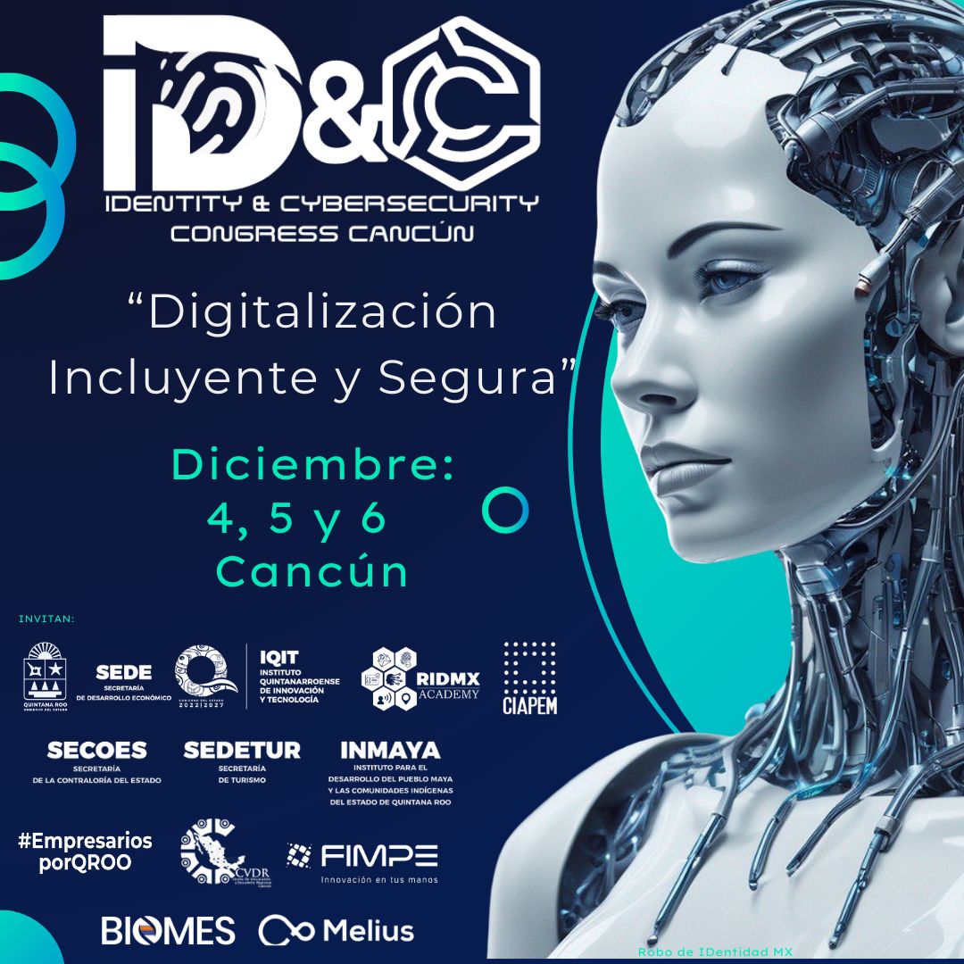 ¡Orgullosos de participar en el Congreso ID&amp;C Cancún 2024! 🎉

Del 4 al 6 de diciembre, abordaremos temas clave como identidad digital, ciberseguridad e inclusión digital en Cancún. 🌐

📌 Info aquí: bit.ly/QRIDC2024
#IDCCancun2024 #FIMPE