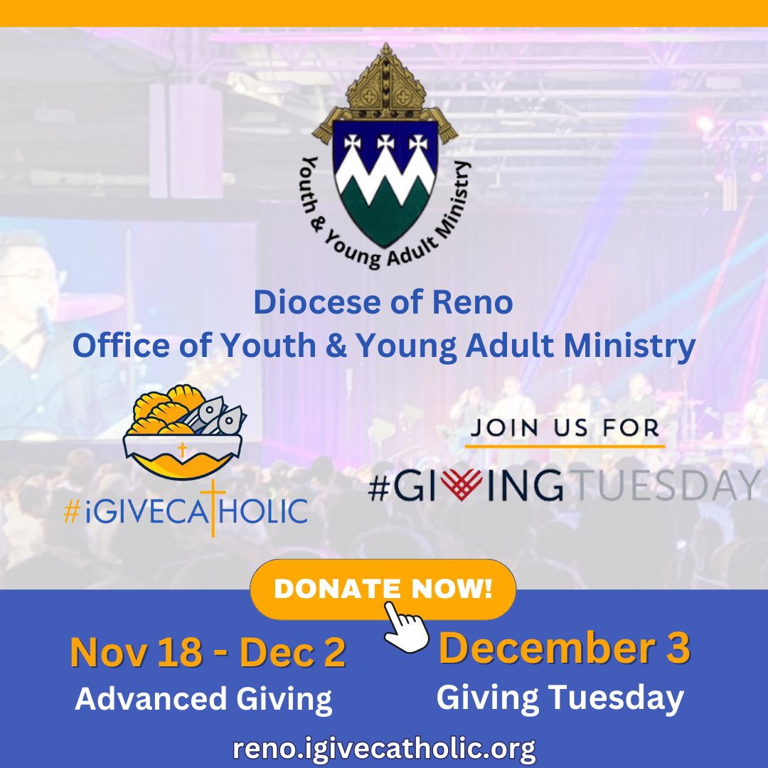 Help support funding for our Diocese Youth and Young Adult Ministry for the 9-12 grade youth ministry and the Steubenville Conference.

Your donation will contribute to the ever-widening circle of God’s loving message by reducing the financial cost for the families of our youth