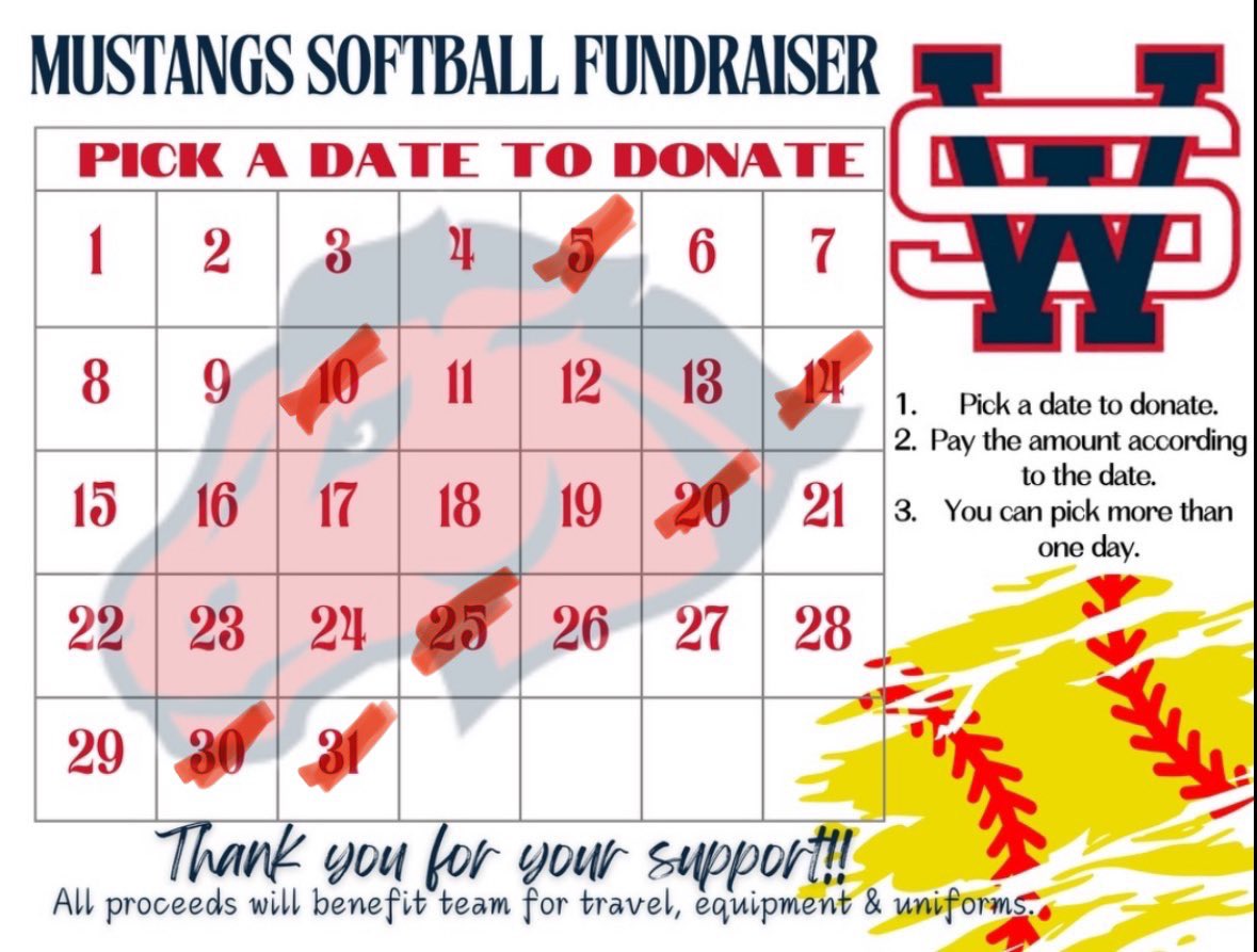 Update on spots for my fundraiser!Thank you for all who have donated! Please let me know if you’re interested.#GoMustangs
