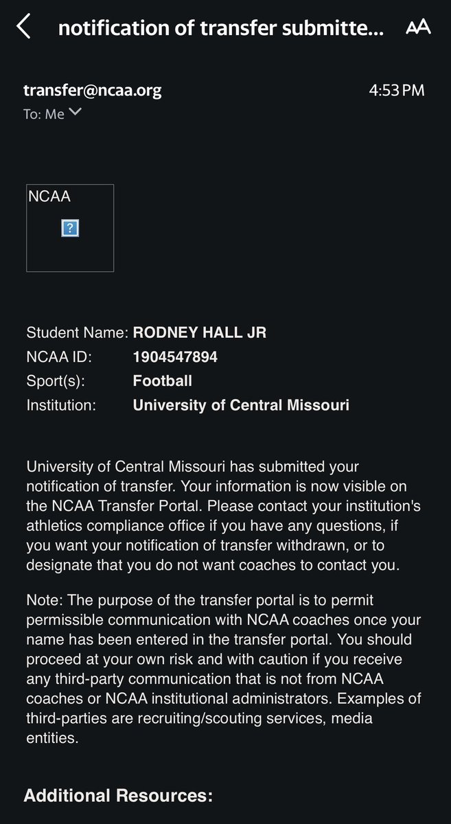 R0dney_1's tweet photo. I want to thank UCM and the coaching staff for the past two years. I have decided to enter the transfer portal with 3 years of eligibility left. All Glory To God https://t.co/lPOio33FHD