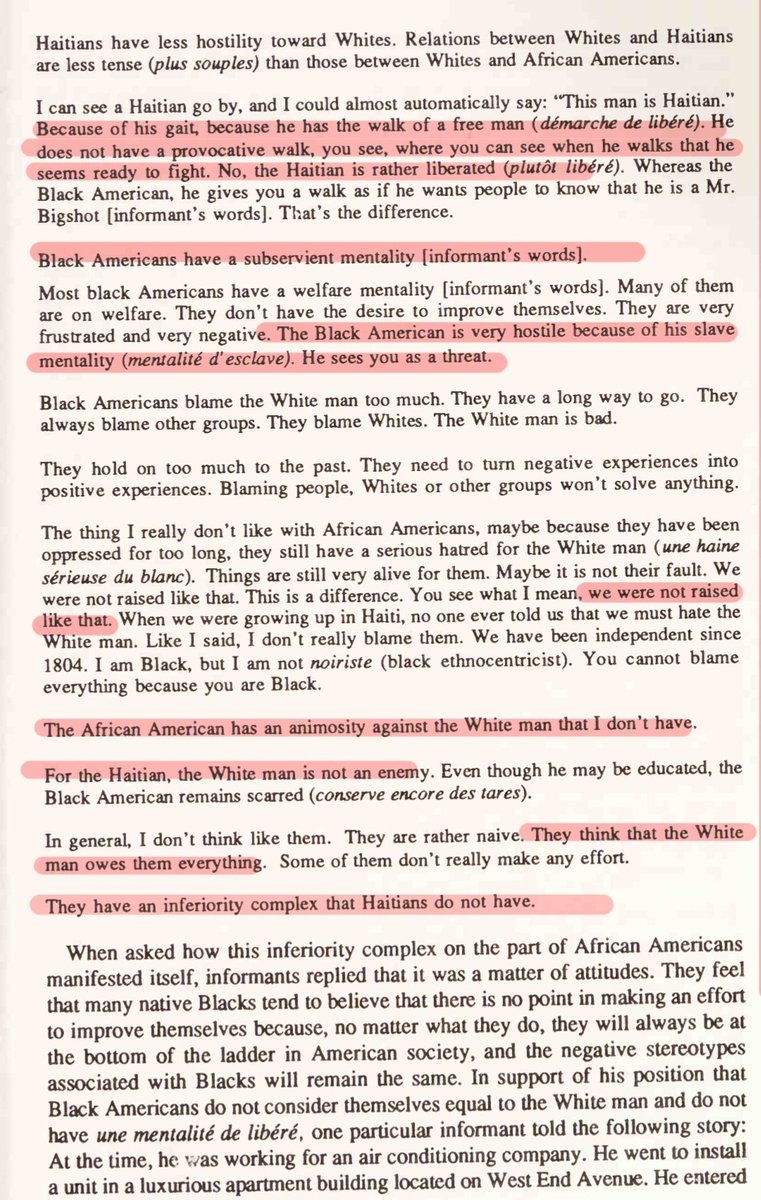 NonHumanMedia1's tweet photo. “For the Haitian, the White man is not an enemy”

Excerpts from a sociology book on Haitian immigrants

General Opinions of African Americans (Pic 1-3) 

Haitians Solidarity with African Americans (Pic 4) https://t.co/HQBJqzpNhM
