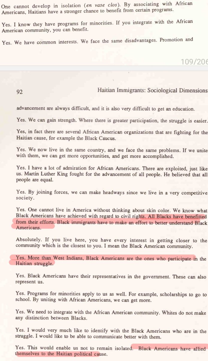NonHumanMedia1's tweet photo. “For the Haitian, the White man is not an enemy”

Excerpts from a sociology book on Haitian immigrants

General Opinions of African Americans (Pic 1-3) 

Haitians Solidarity with African Americans (Pic 4) https://t.co/HQBJqzpNhM