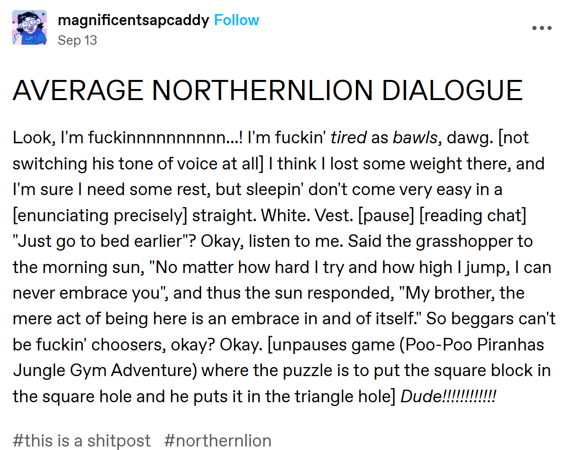 NorthernIion_LP's tweet photo. maybe i gotta hop on tumblr instead https://t.co/crp2jxqFMR