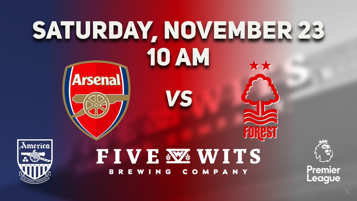 And we're back from our the international break! Come and join us <a href="/five_wits/">Five Wits Brewing Company</a>'s taproom this Saturday, November 23 at 10 AM as the Gunners take on Nottingham Forest FC.

#coyg
#chattanooga
#chattanoogatn 
#chattanooga_fun 
#chattanoogatennessee