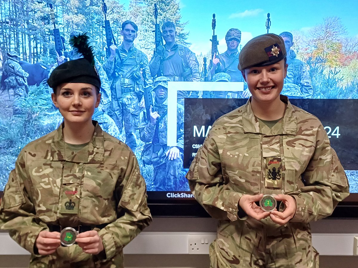 Comdt 2 (NI) Bn ACF (@dcomdt_2niacf) on Twitter photo Delighted to award our first Comdts Coins to our new Master Cadets, CSM Abigail Megaw & RSM Katie Parker, awarded for outstanding dedication, leadership, and commitment within the <a href="/ArmyCadetsUK/">Army Cadets UK</a> Delighted to award our first Comdts Coins to our new Master Cadets, CSM Abigail Megaw & RSM Katie Parker, awarded for outstanding dedication, leadership, and commitment within the <a href="/ArmyCadetsUK/">Army Cadets UK</a>