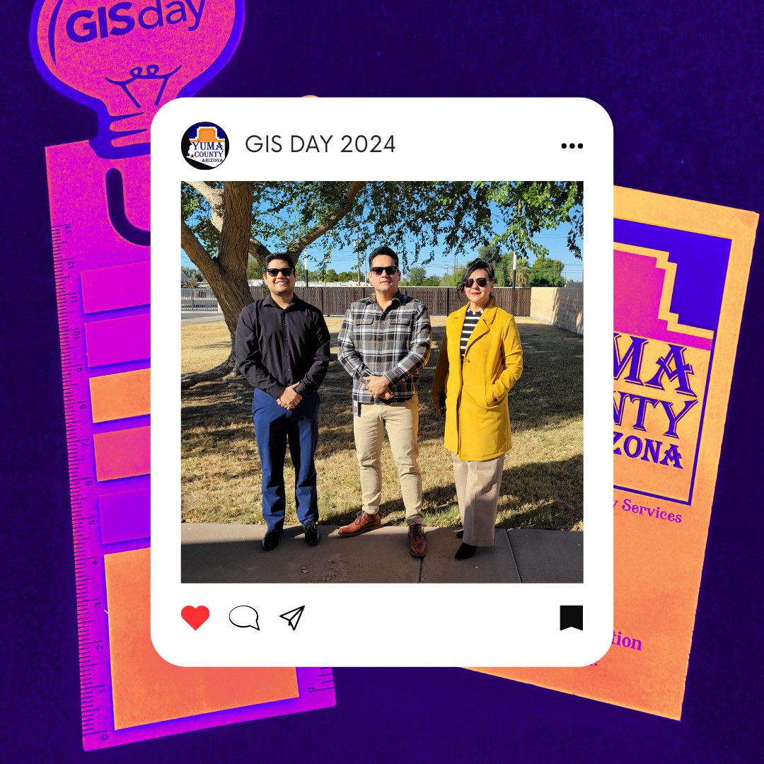 yumacountyaz's tweet photo. 🌍✨ GIS Day 2024: Mapping Minds, Shaping the World! ✨🌐

Join us in recognizing the transformative power of Geographic Information Systems (GIS) on GIS Day 2024! 

GIS connects data to geography, helping us understand the world and solve real-world challenges.

The Yuma County GIS Department is proud to celebrate the innovative applications of GIS that make a positive impact every day.
#GISday2024 #YumaCountyGIS #MappingTheFuture