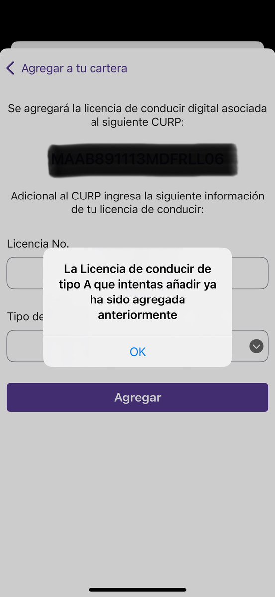 Gaby_Buuu's tweet photo. Al intentar agregar la licencia aparece lo siguiente 🫠🙄 https://t.co/6vaM9no2Sz
